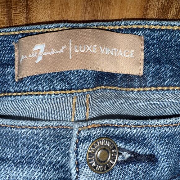 7 For All Mankind Ankle Skinny Jeans 30 Luxe Vintage‎ Muse Beaded Tuxedo Stripe - Picture 6 of 8